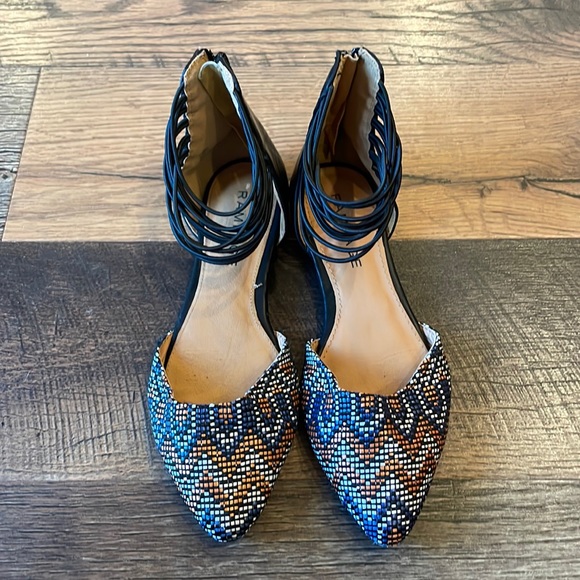 Rampage cinna chevron sandals size 6 blue black white orange - Picture 1 of 6